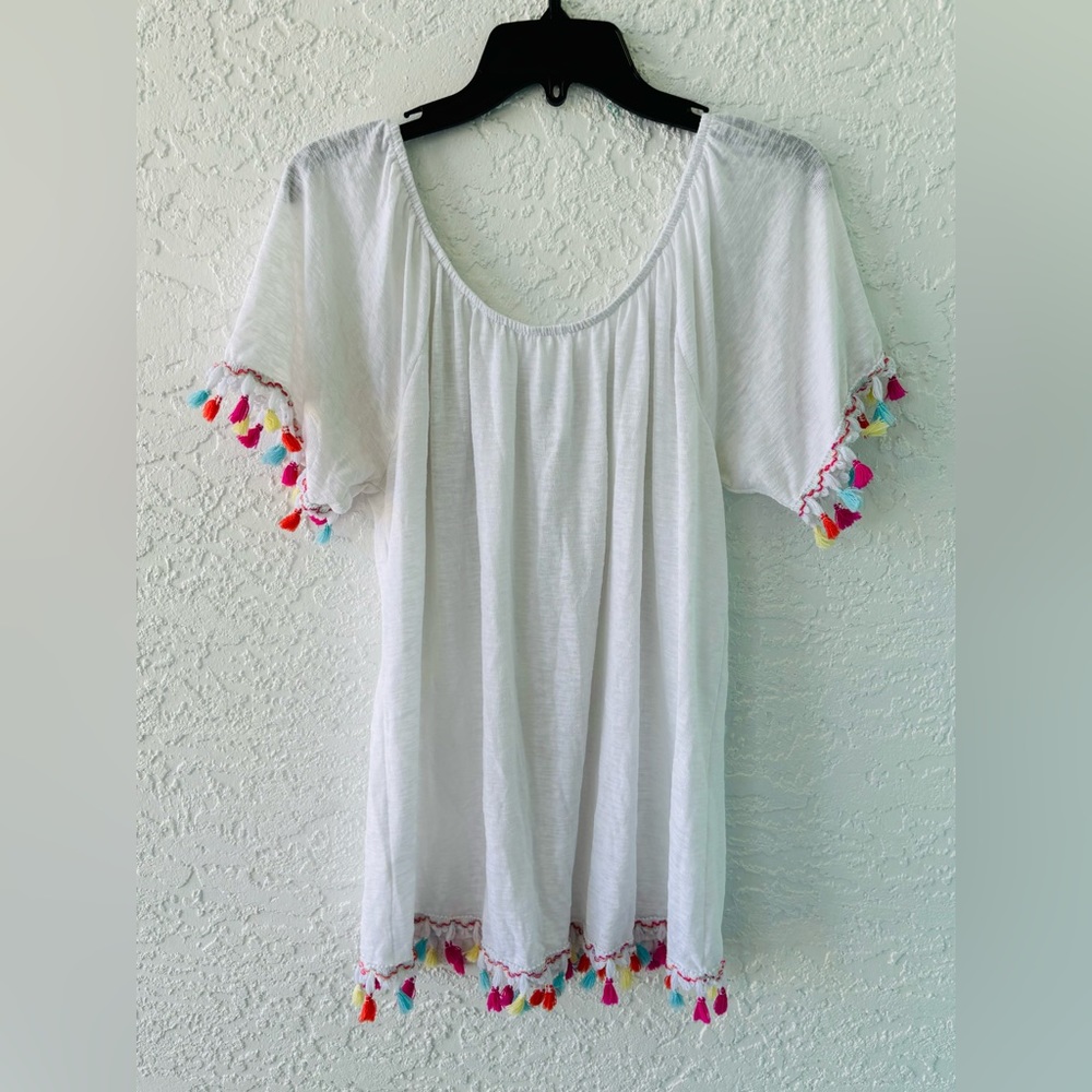 Fringe-trim swim cover up/ tunic